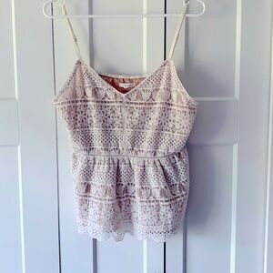 Maurices Ivory White Lace Cami Spaghetti‎ Strap Adjustable Lined Medium Floral